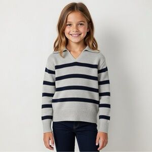 Navy and Gray Striped Kids Sweater